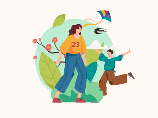 24 solar terms, beginning of spring, rain, stung, spring breeze, qingming, valley rain, flat character vector concept, operation, hand-painted illustration
