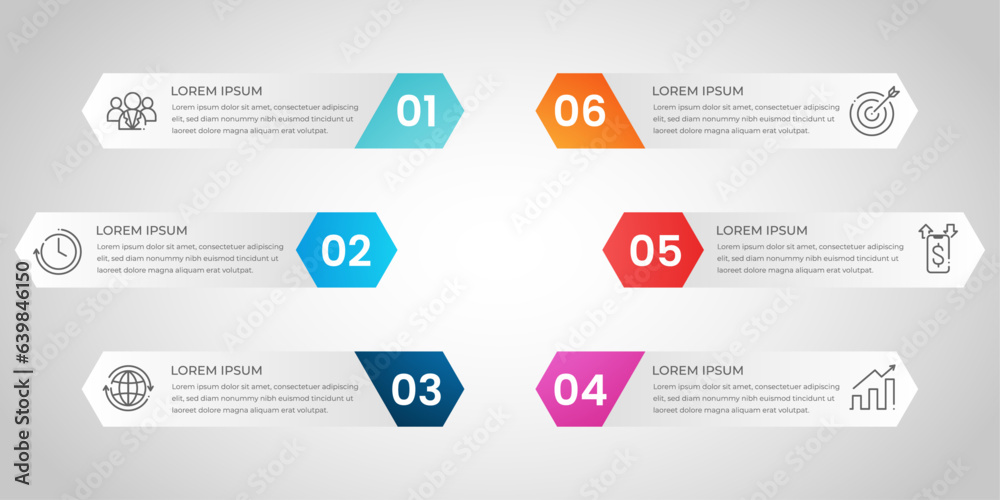 Wall mural hexagon infographic template 6 step