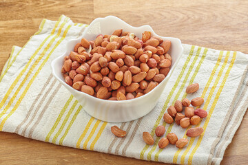 Raw peanut heap in the bowl