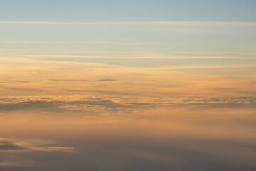 Panorama of the evening sky sunset gradient from warm to cold color