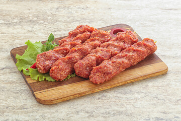 Raw beef kebab minced meat