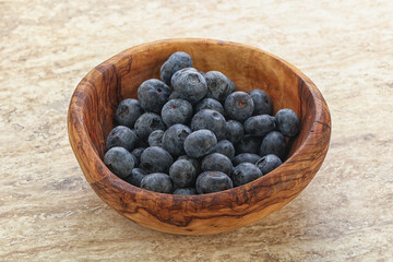 Sweet ripe blueberry heap in the bowl