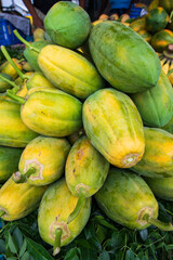 Ripe Papaya Displayed for sale in the market of Dhaka, Bangladesh