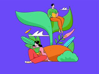 24 solar terms, beginning of spring, rain, stung, spring breeze, qingming, valley rain, flat character vector concept, operation, hand-painted illustration
