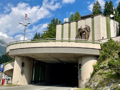 Entrance of Austrian highway tunnel Felbertauern, Felbertauerntunnel.
