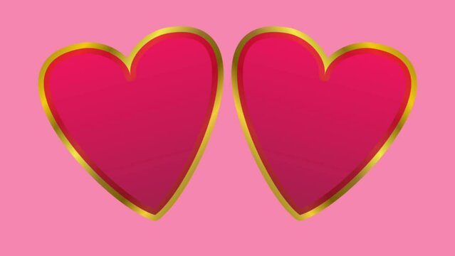 love concept, 3d heart object with red and gold isolated on pink background for graphic decorate