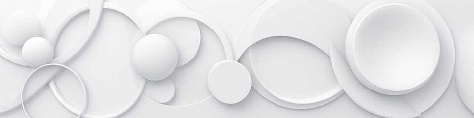 white background geometric circles flat on the wall copy space long narrow row.