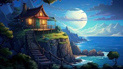 A cabin on the cliff