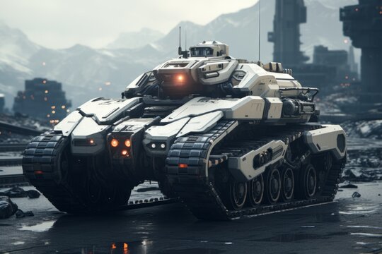 Aircraft carrier. Ship in the cloudy day