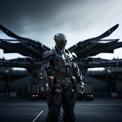 Naklejka premium Futuristic robot standing