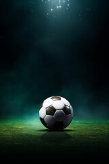 Fototapeta premium Football/soccer with spotlight and dark background