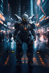 Fototapeta premium Robot soldier in the city