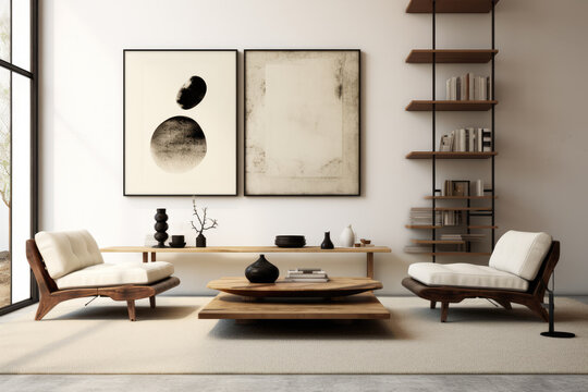 Fototapeta Living room minimalist interior design