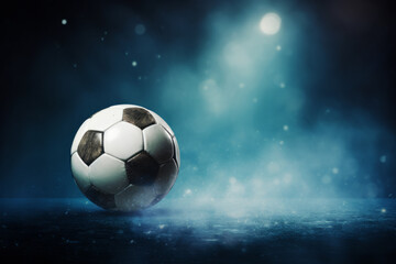 Fototapeta premium Football/soccer with spotlight and dark background