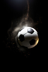 Fototapeta premium Football/soccer with spotlight and dark background