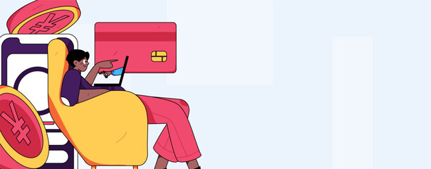 Internet finance and wealth management investment flat vector concept operation hand drawn illustration
