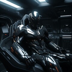 Emissary of Tomorrow: Shiny Robotic Form Presides Over the Command Pod of the Interstellar Vessel