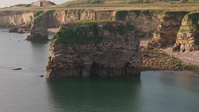 Marsden Rock Orbit Close In 3x Zoom With Climb, Tynemouth, South Shields, Tyne & Wear.