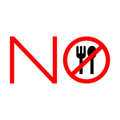 Sign prohibiting eating with the letter n