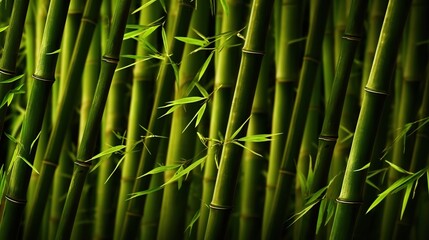 Green bamboo background.bamboo stems with leaves.