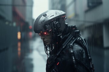 Frozen in Techno-Grace: Robotic Entity's Arresting Stillness in the Face of the Future
