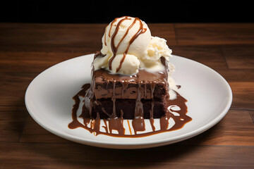 Brownie Sundae, decadent dessert with brownies, ice cream, and toppings