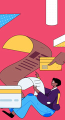 Internet finance and wealth management investment flat vector concept operation hand drawn illustration
