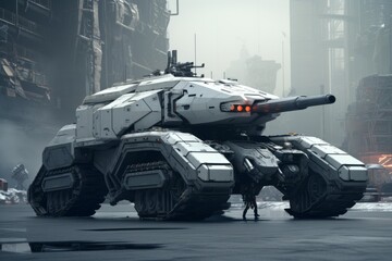 Futuristic Tank Sitting Urban