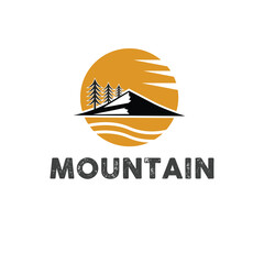 Naklejka premium Vintage mountain logo design for travel agency 