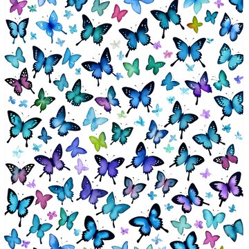 multi watercolor many little butterflies and little flower pattern