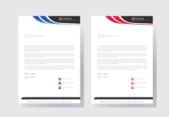 modern letterhead design template with blue and red color. creative modern letter head design template for your project. letterhead, letter head, Business letterhead design.