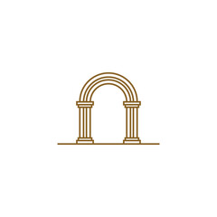 mystic doorway logo, antique arch architecture entrance and stairway icon whit door
