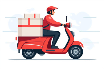 Man service car courier delivery package speed fast online motorcycle scooter box