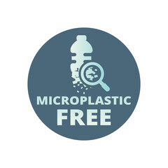 Microplasstic free vector label. No micropastics colorful sticker.