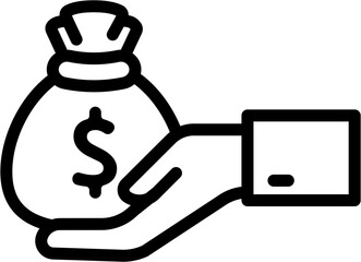 bag with money bag, finance outline icon