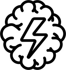 brainstorm brain thunder outline icon