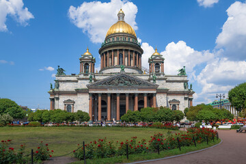 View of the ancient St. Isaac's Cathedral on a sunny June day, Saint Petersburg