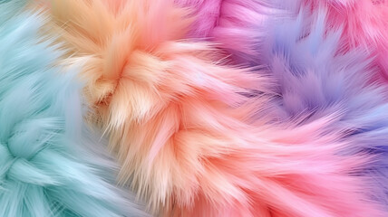 multicolored faux fur rainbow gradient.