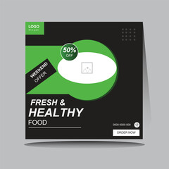 Food menu banner social media post vector design template restaurant food menu web banner.