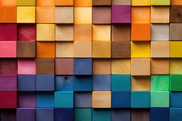 Colorful background of wooden blocks