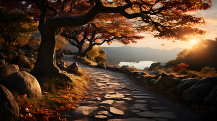 sunset in the mountains