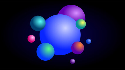 3d Multicolor gradient spheres geometric copy space background