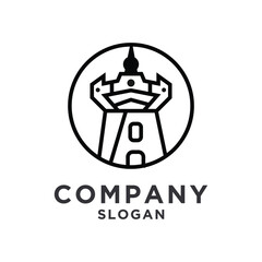 Castle Tower, Fortress Building Logo Design Template