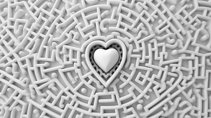 symbol of the heart in the maze, love concept abstract illustration.