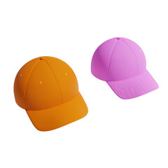3D Hats with 2 Colors, White Background, 3D Realistic 
