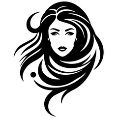 Beauty saloon logo and Woman face and hair logo vector