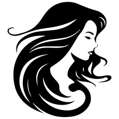 Beauty saloon logo and Woman face and hair logo vector