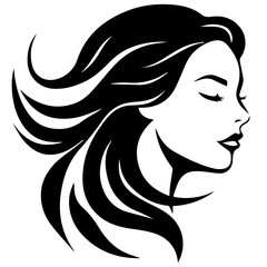 Beauty saloon logo and Woman face and hair logo vector