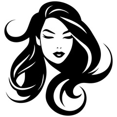 Beauty saloon logo and Woman face and hair logo vector