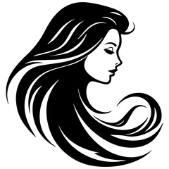 Beauty saloon logo and Woman face and hair logo vector
